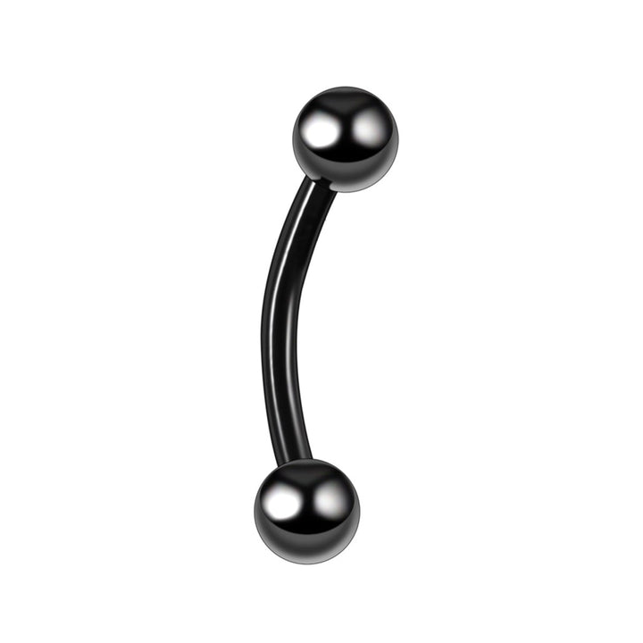 Schwarzer Titan-Ohrstecker, gebogen, mit Kugeln, 1,2 mm (PVD-beschichtetes Titan G23)