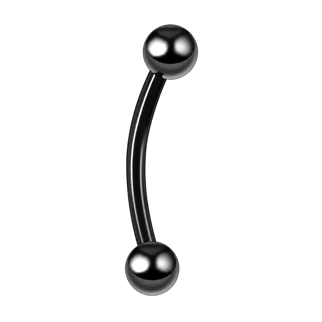 Schwarzer Titan-Ohrstecker, gebogen, mit Kugeln, 1,2 mm (PVD-beschichtetes Titan G23)