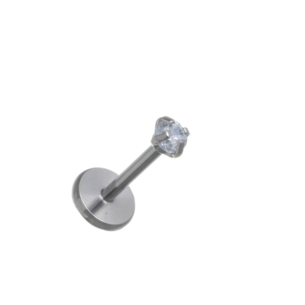 Titanium labret with zirconia stone push-in 0.8mm (Titanium G23)