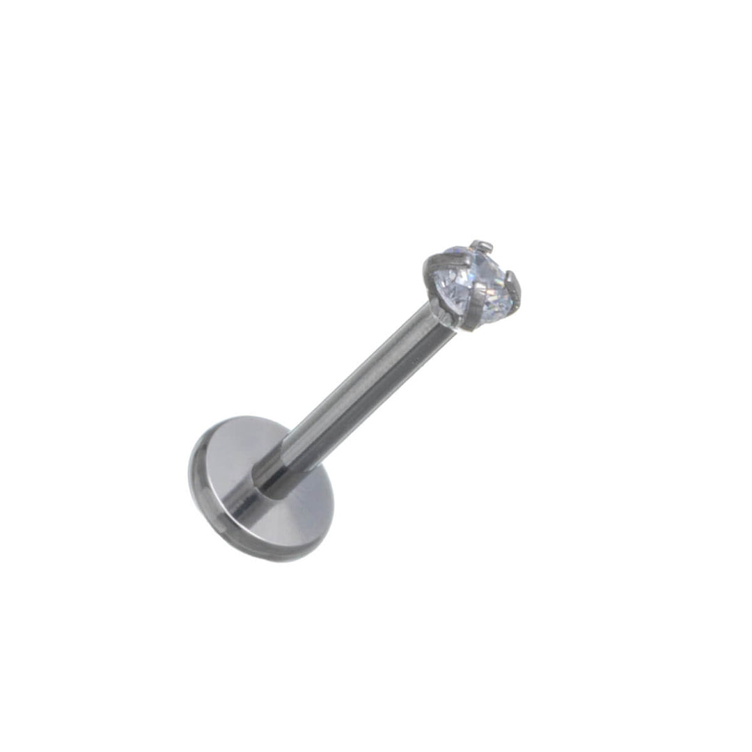 Titaani labret zirkonia kivellä Push-in 0.8mm (Titaani G23)