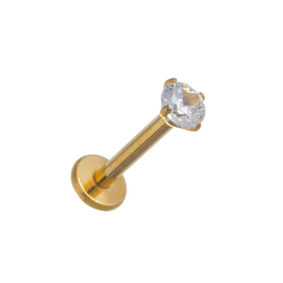 Kullattu labret zirkonia kivellinen huulikoru 1.2mm (Titaani G23)