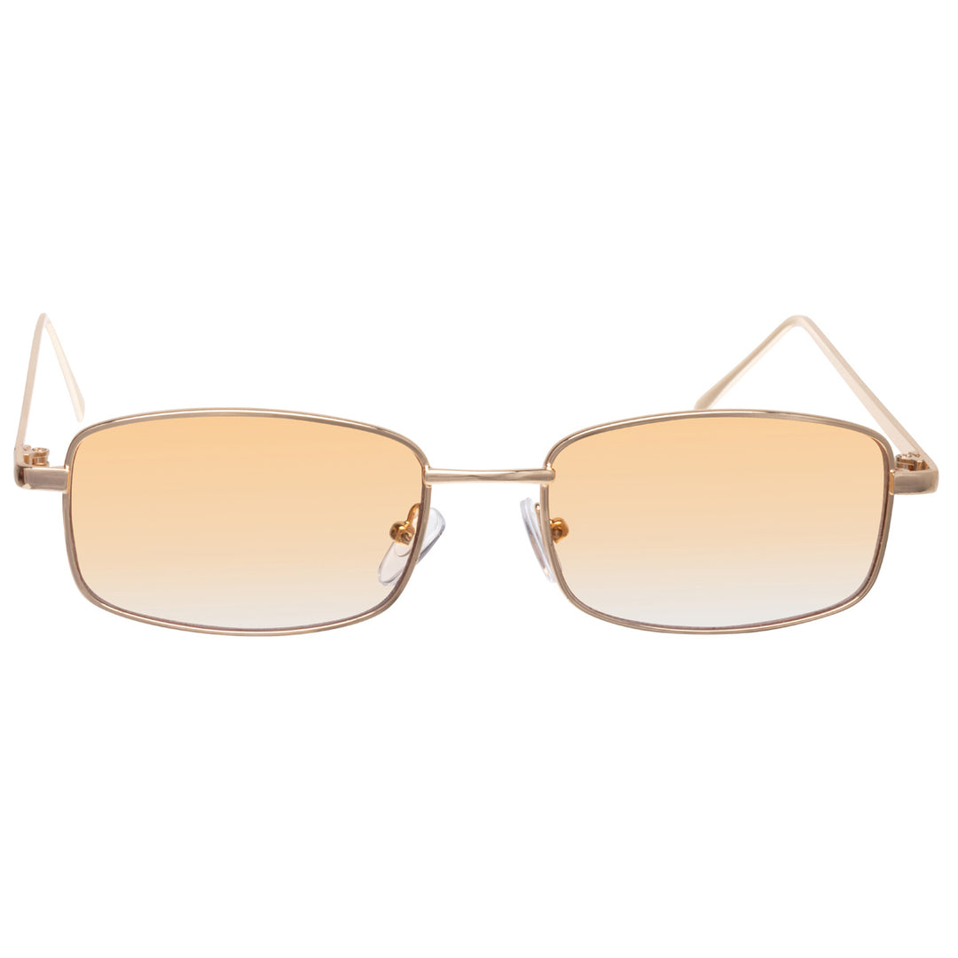 Low rectangular sunglasses with sliding coloured lenses