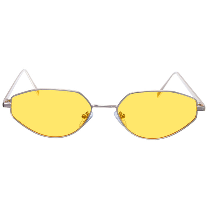 Angular oval sunglasses with metal frame