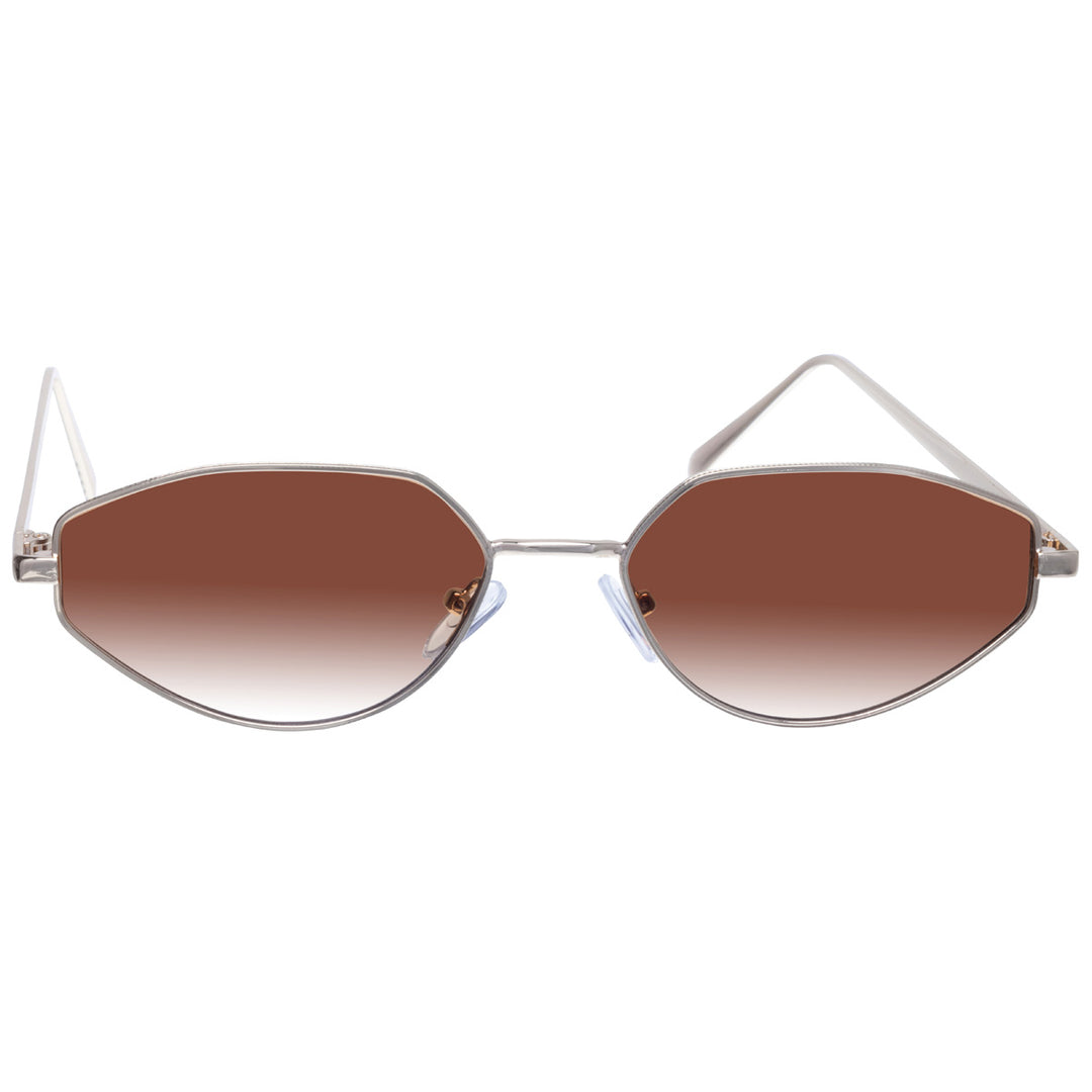 Angular oval sunglasses with metal frame