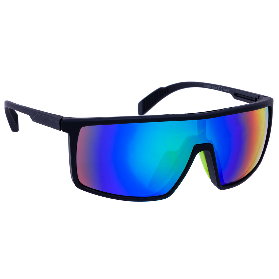 Sportliche bunte Sonnenbrille mit flachem Deckel