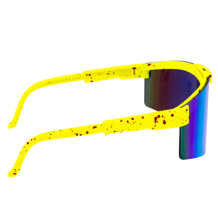 Sporty colorful sunglasses with mirrored lenses