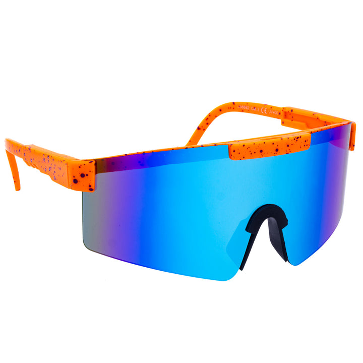 Sportlich bunte Sonnenbrille mit verspiegelten Gläsern