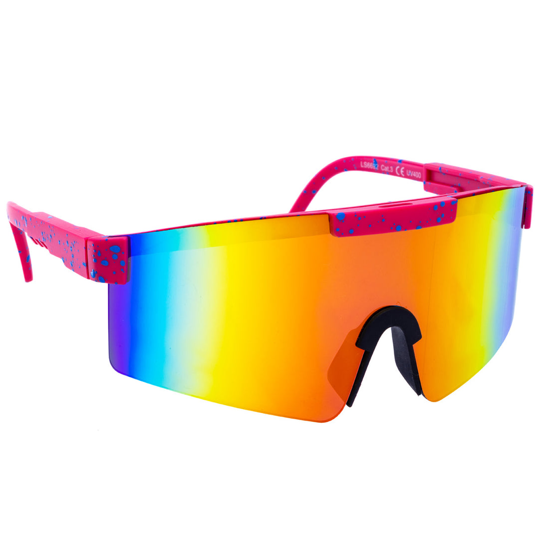 Sportlich bunte Sonnenbrille mit verspiegelten Gläsern