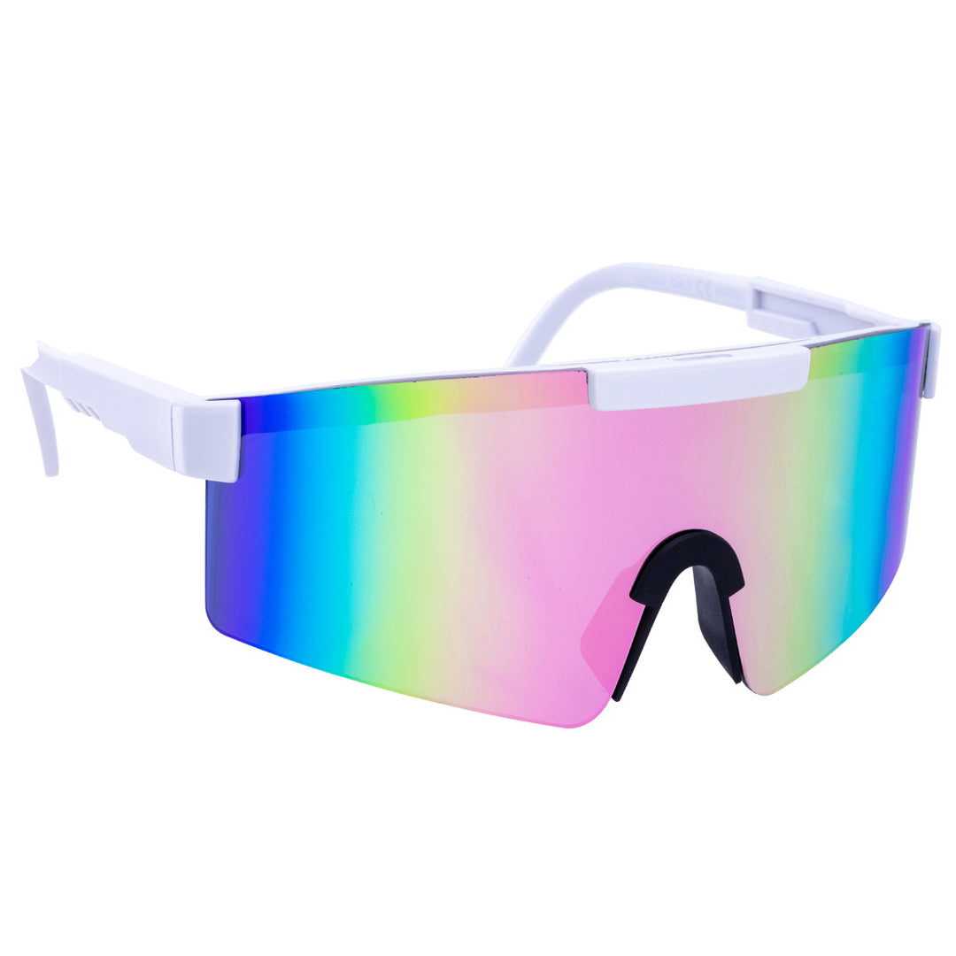 Sportlich bunte Sonnenbrille mit verspiegelten Gläsern