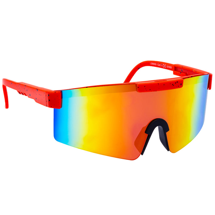 Sportlich bunte Sonnenbrille mit verspiegelten Gläsern