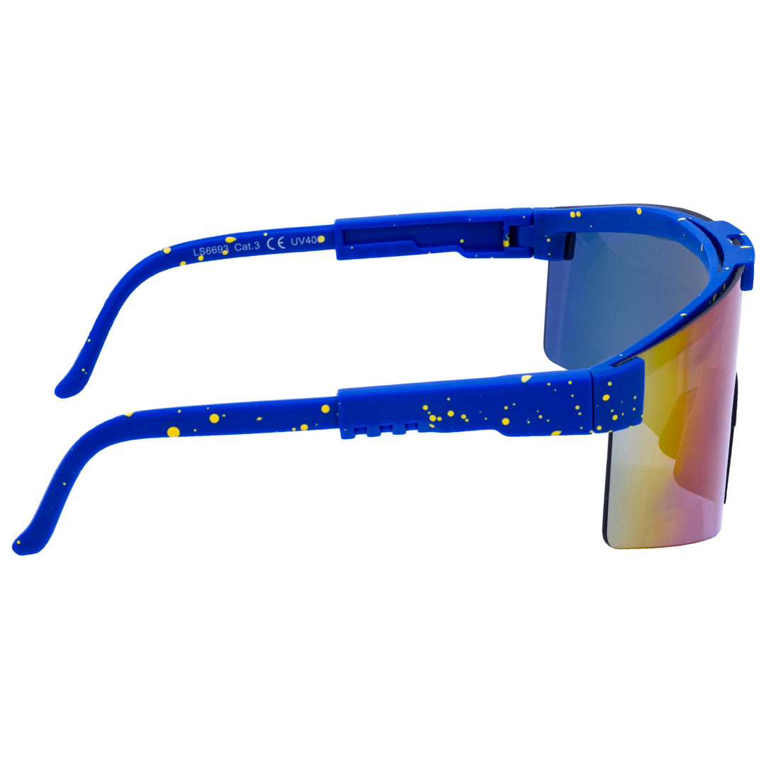 Sporty colorful sunglasses with mirrored lenses