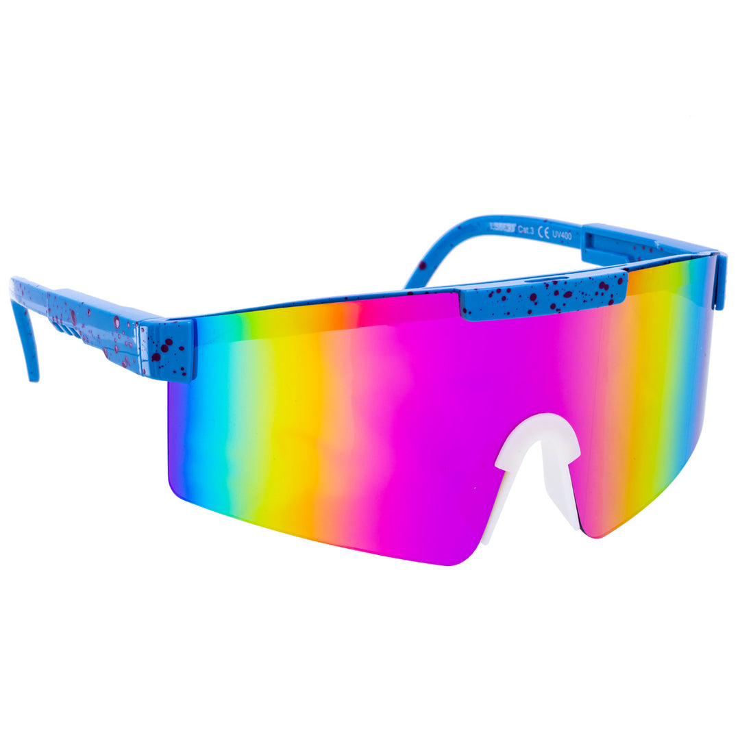 Sportlich bunte Sonnenbrille mit verspiegelten Gläsern