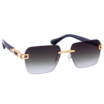 Angled rectangular sunglasses frameless lenses