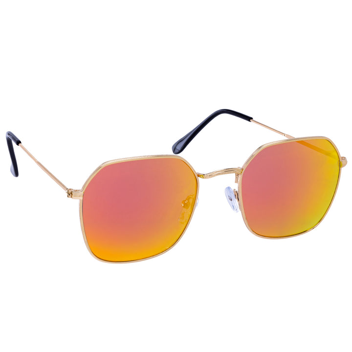 Abgewinkelte Sonnenbrille Spiegelgläser Metallrahmen