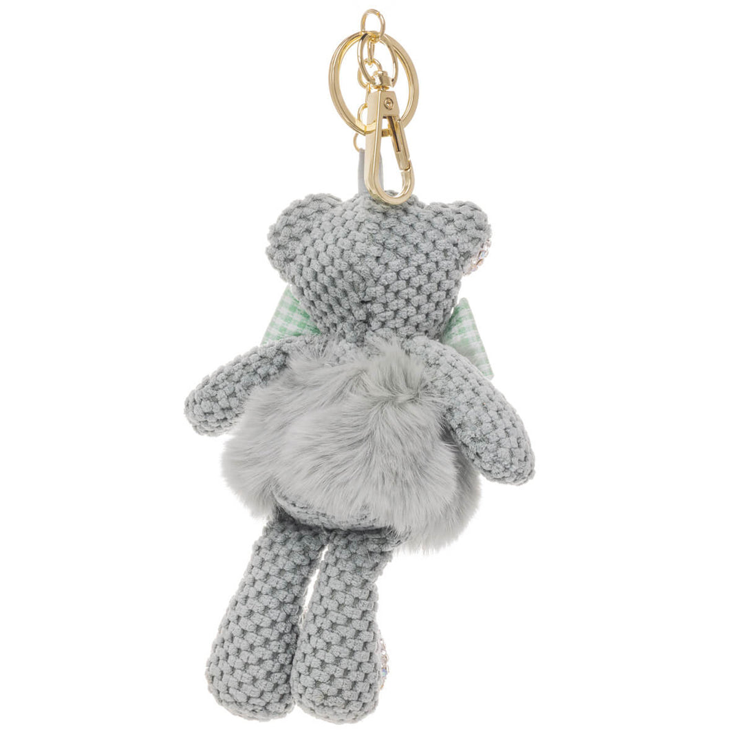 Glittery teddy bear keyring backpack 15cm