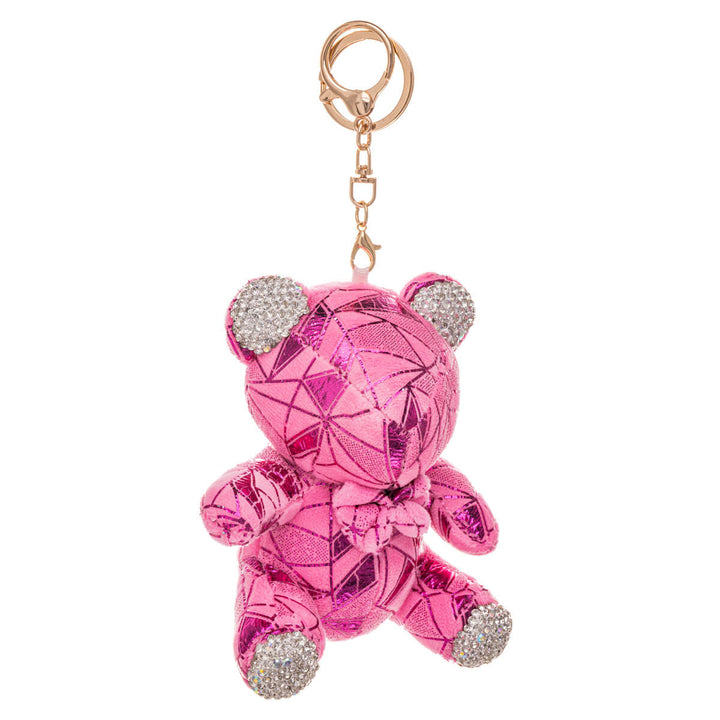 Glittery teddy bear keyring backpack basket 11,5cm