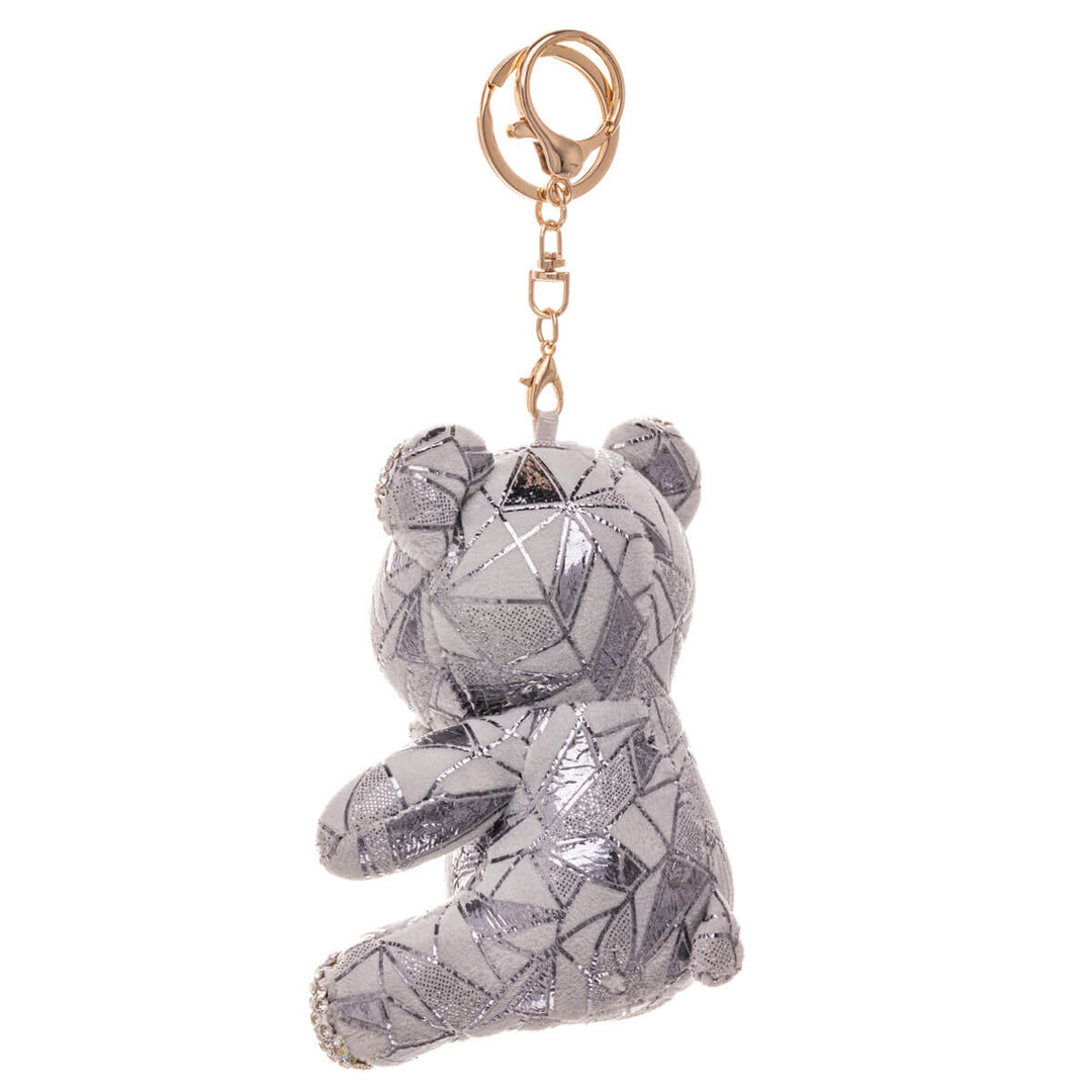 Glittery teddy bear keyring backpack basket 11,5cm