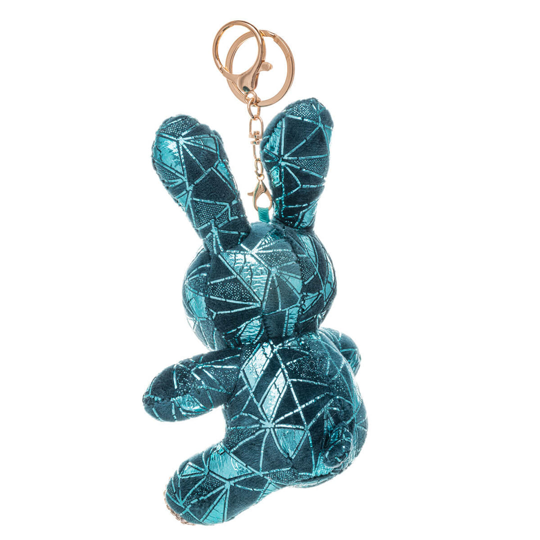 Glittery bunny keyring backpack basket 16cm