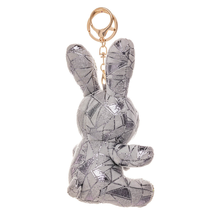 Glittery bunny keyring backpack basket 16cm