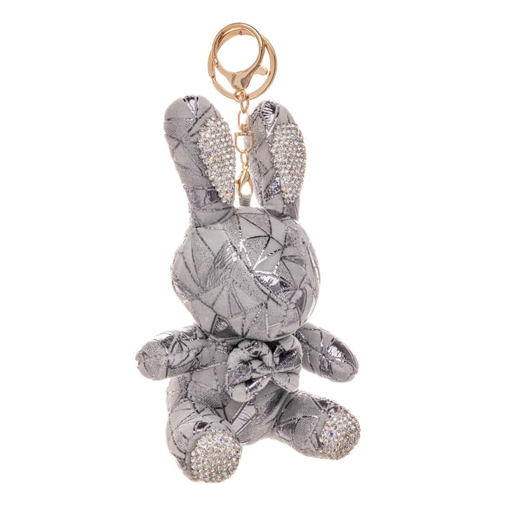 Glittery bunny keyring backpack basket 16cm