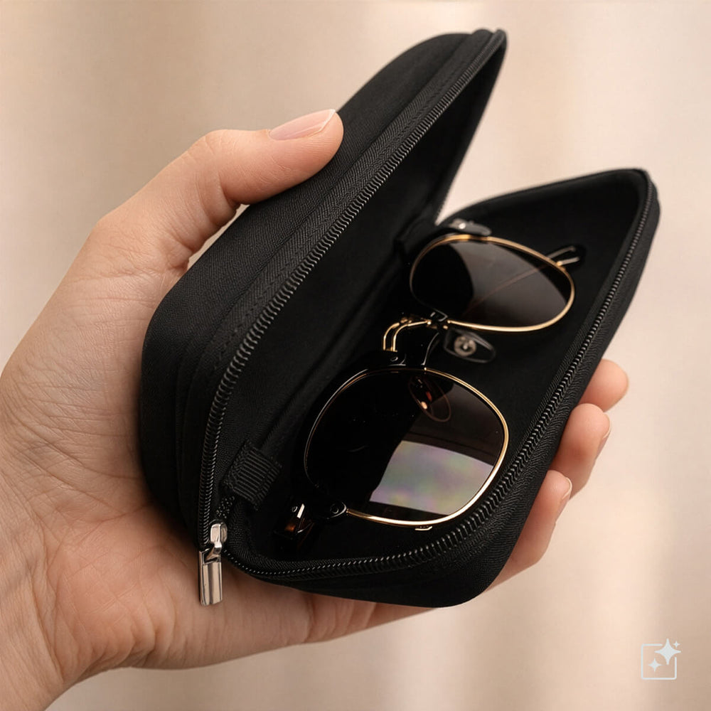 Aurinkolasikotelo vetoketjulla – kova suojakotelo laseille (Medium) - Ninja.fi