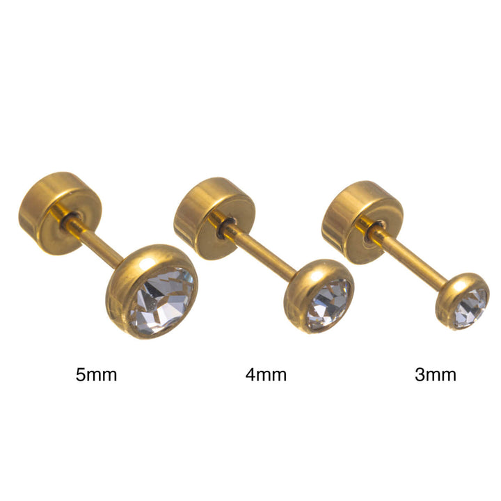 Titan Crystal Stud Örhängen 3 mm – Skruvlås (G23)