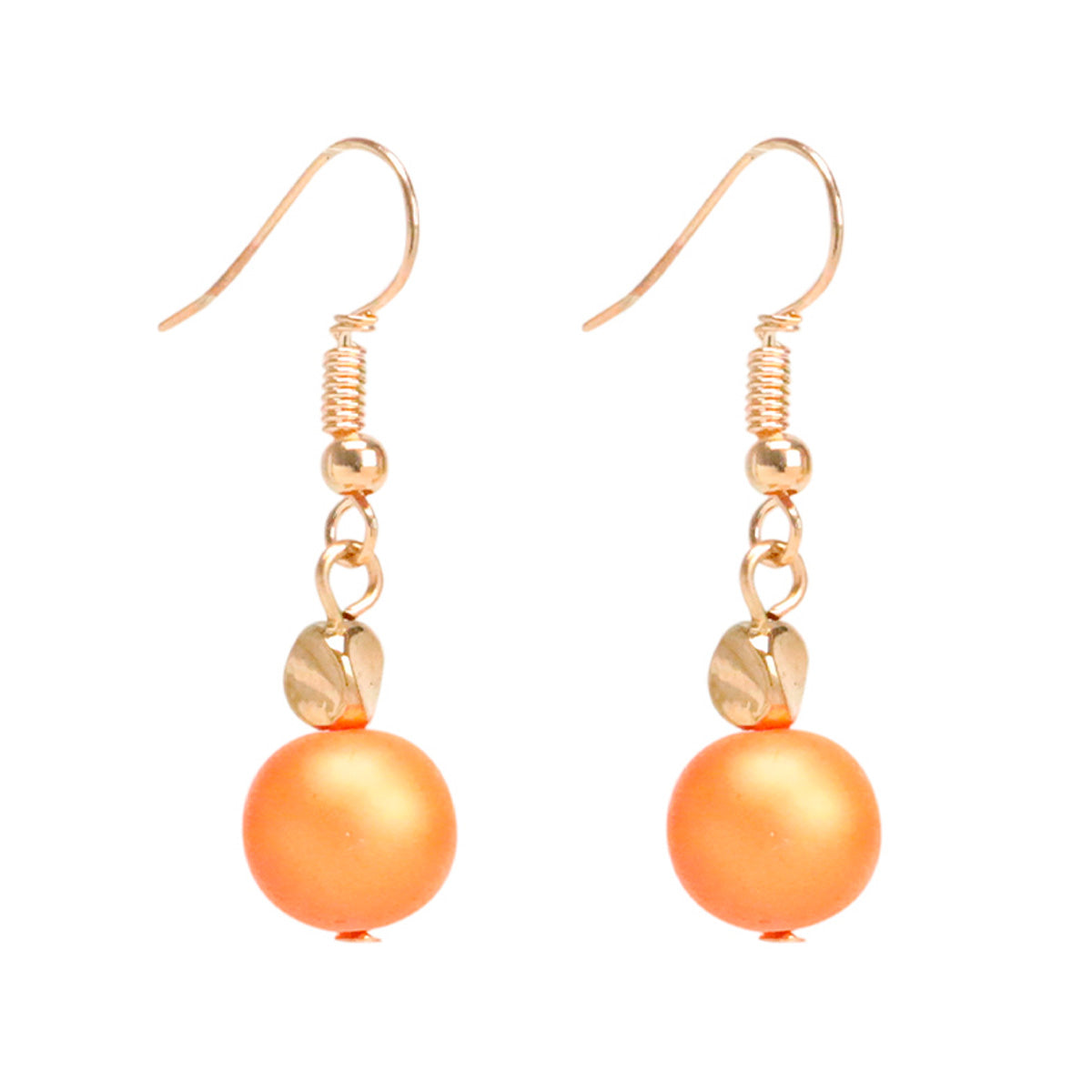 Hanging orange pearl earrings