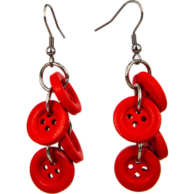 Wooden hanging button earrings