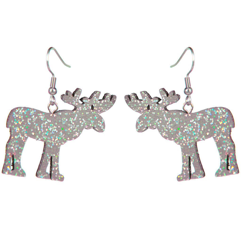 Wooden deer earrings