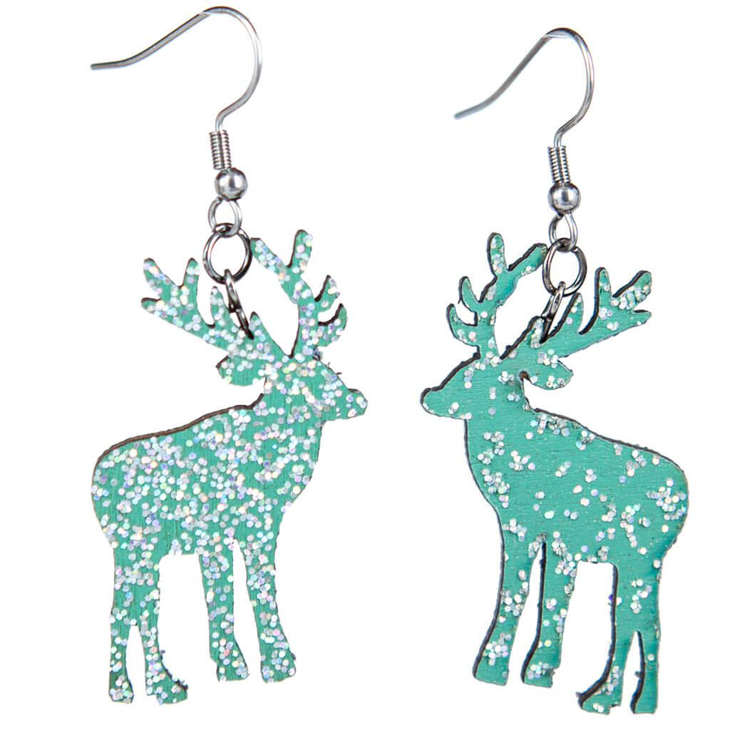 Wooden reindeer earrings