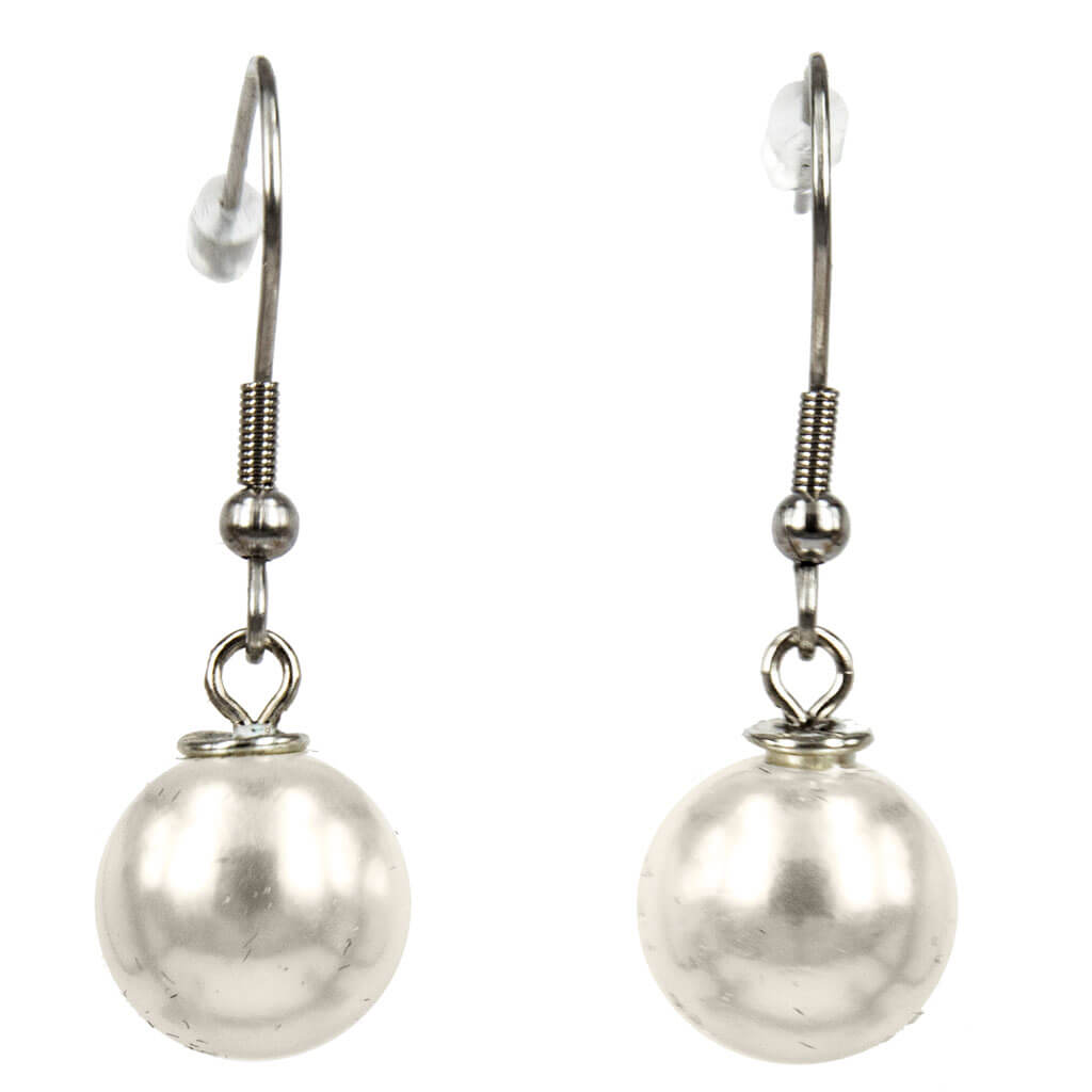 Pearl ball earrings hanging