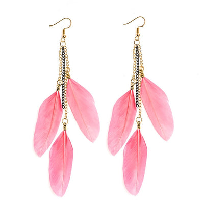 Hanging feather earrings