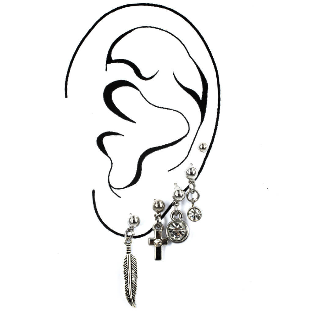 One -ear earrings 5pcs