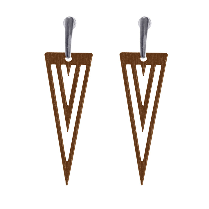 Domestic wooden earrings triangles (steel 316L)