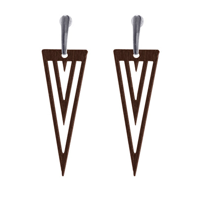Domestic wooden earrings triangles (steel 316L)