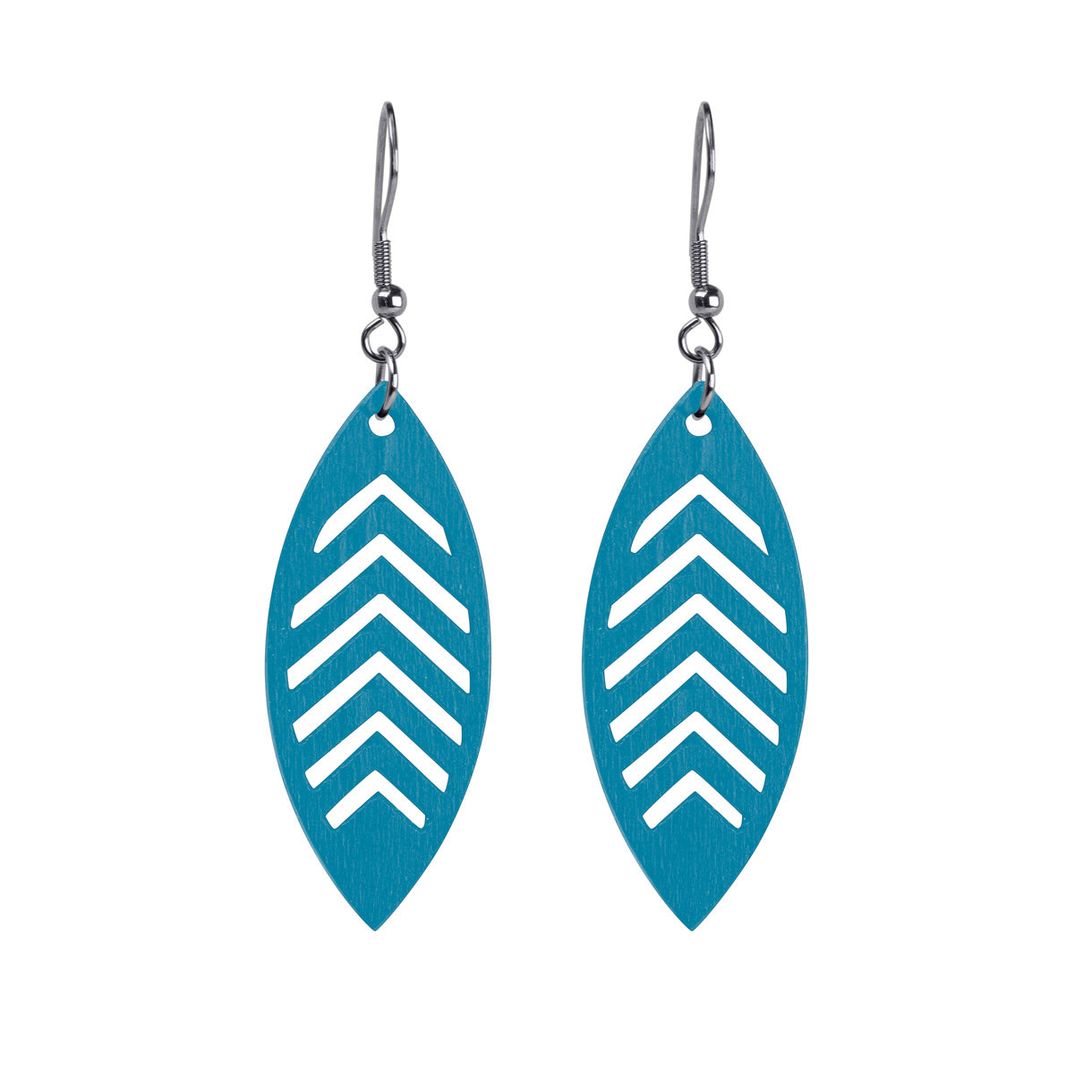 Wooden leaf earrings (steel 316L)