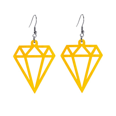 Diamond wooden earrings (steel 316L)
