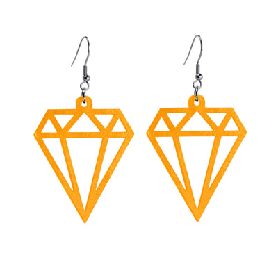 Diamond wooden earrings (steel 316L)