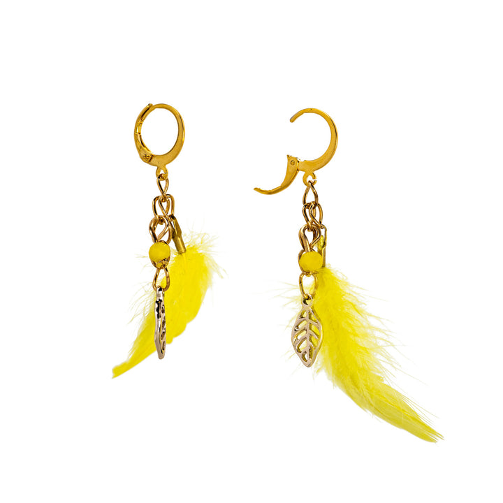 Feather earrings with ring (steel 316L)