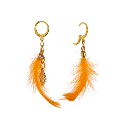 Feather earrings with ring (steel 316L)