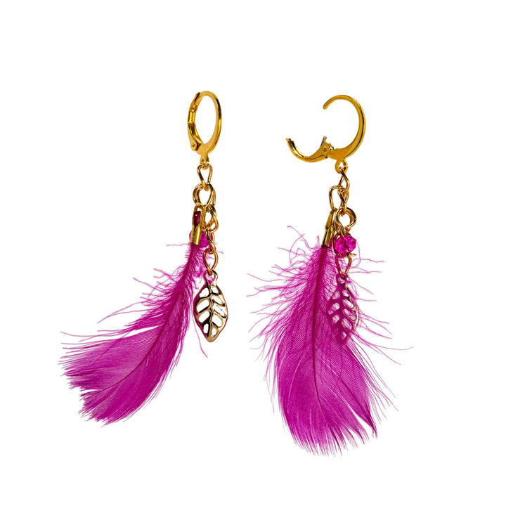 Feather earrings with ring (steel 316L)