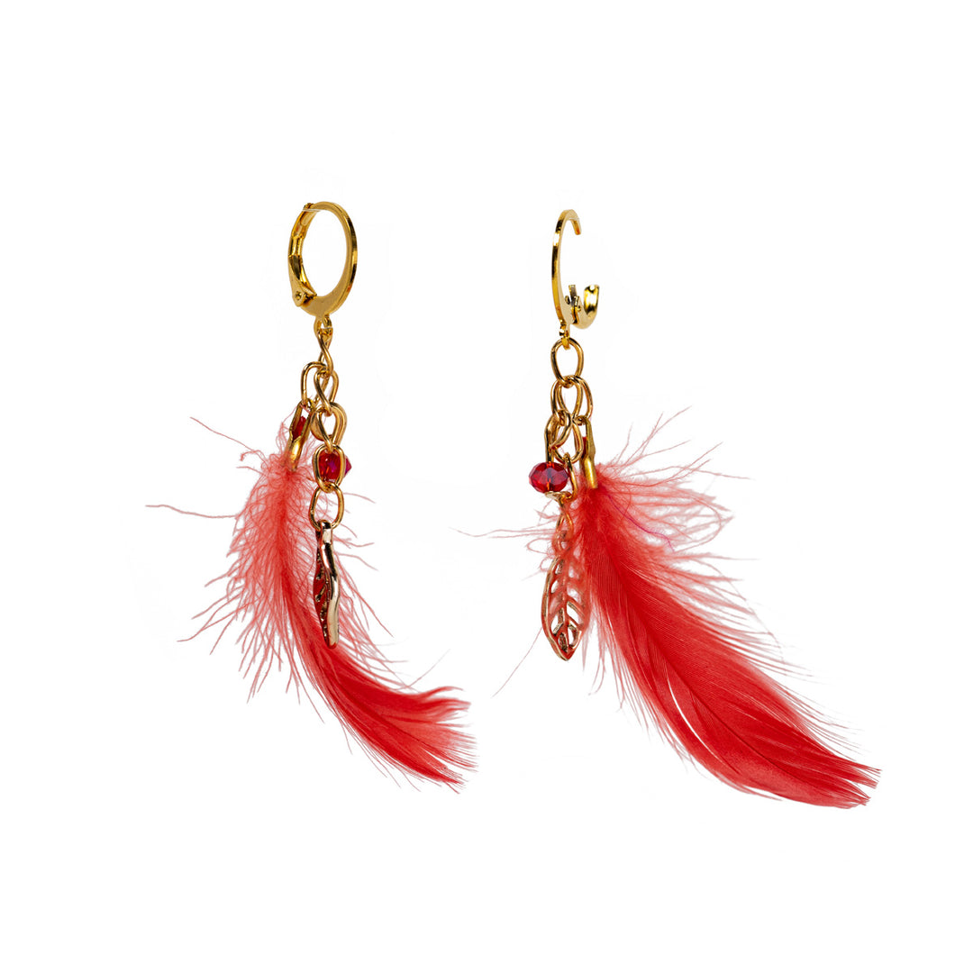 Feather earrings with ring (steel 316L)