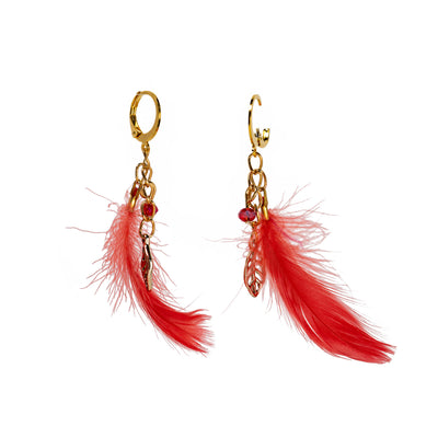 Feather earrings with ring (steel 316L)
