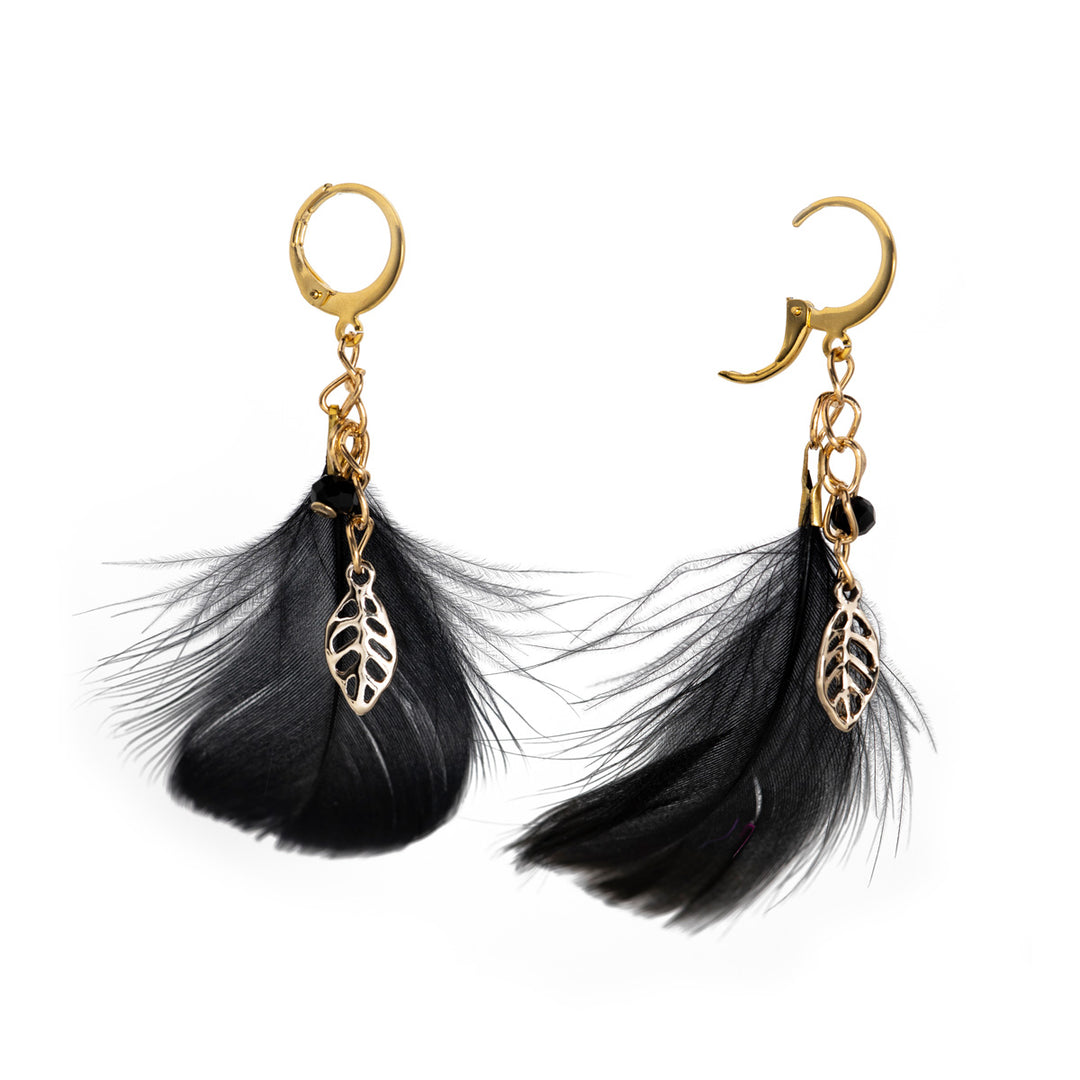 Feather earrings with ring (steel 316L)