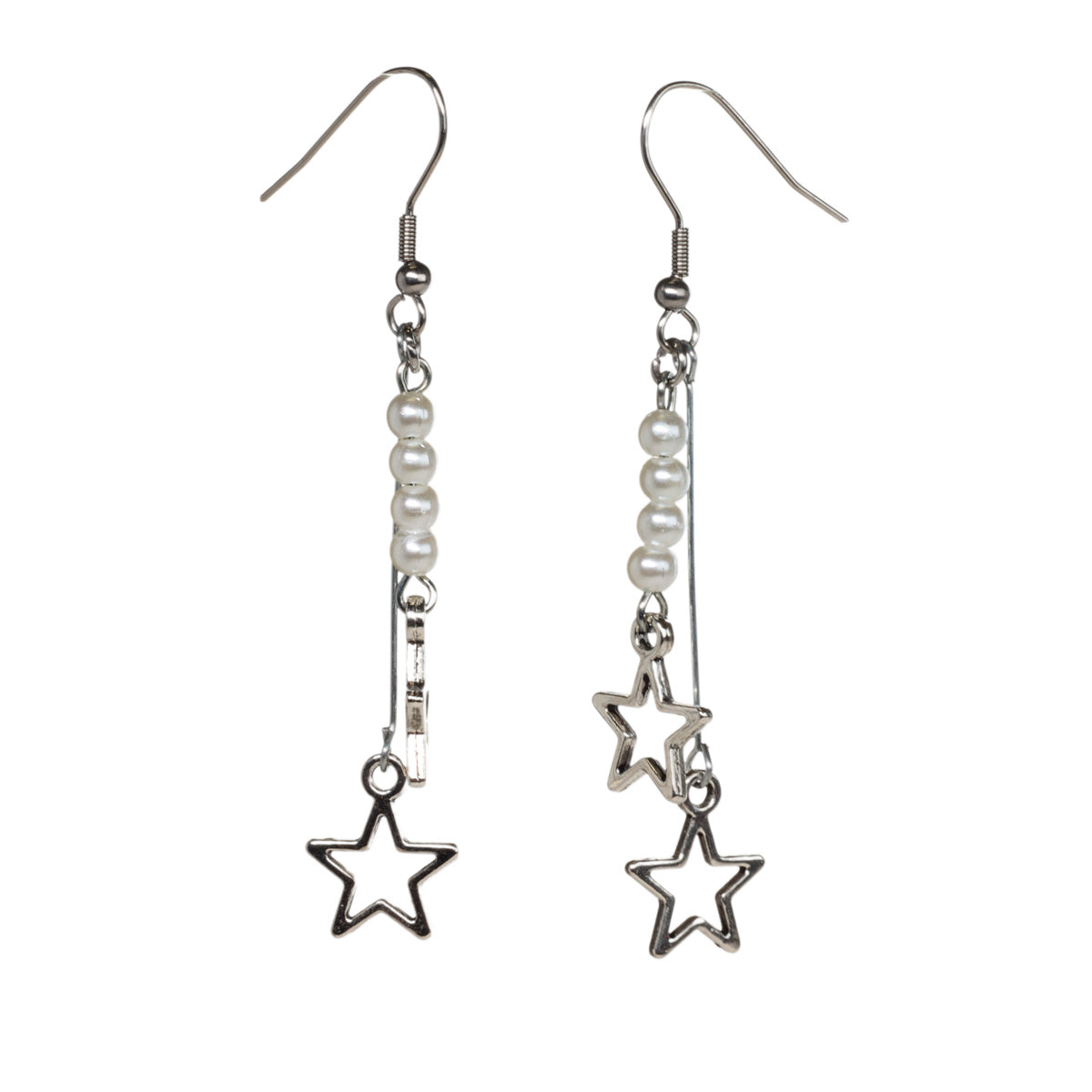 Star earrings with beads (steel 316L)