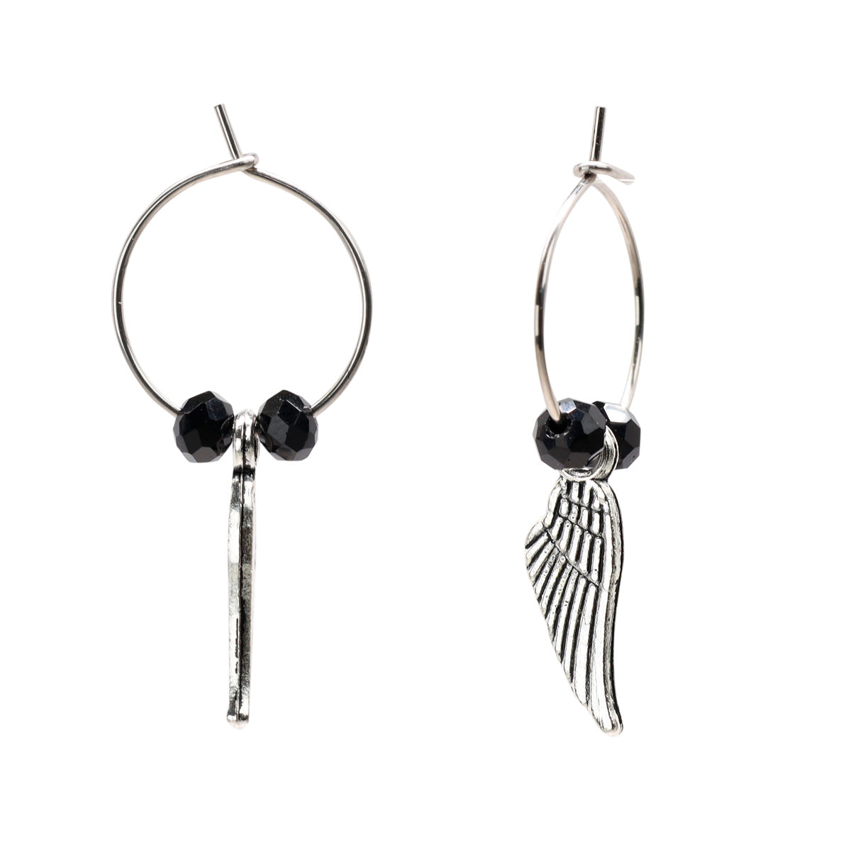 Ring hanging wing earring (steel)