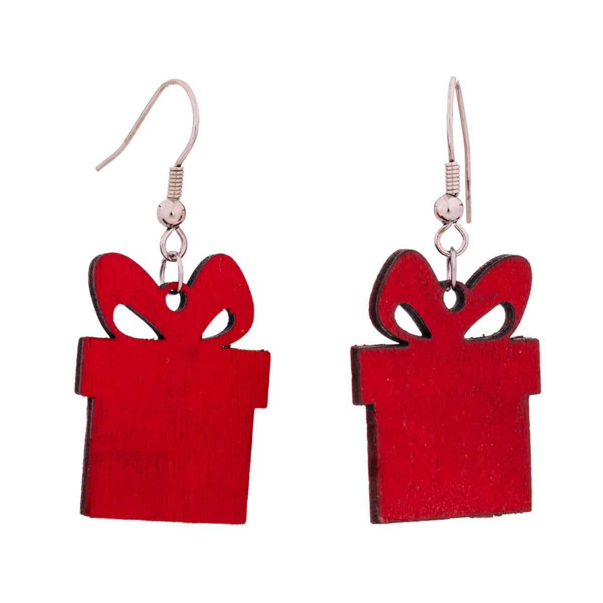 Wooden Christmas gift earrings - Made in Finland (Steel 316L)