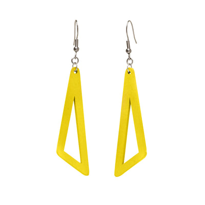 Wooden triangle earrings (Steel 316L)