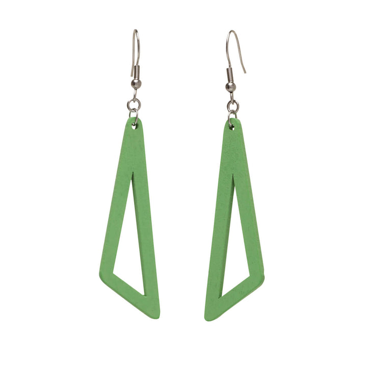 Wooden triangle earrings (Steel 316L)