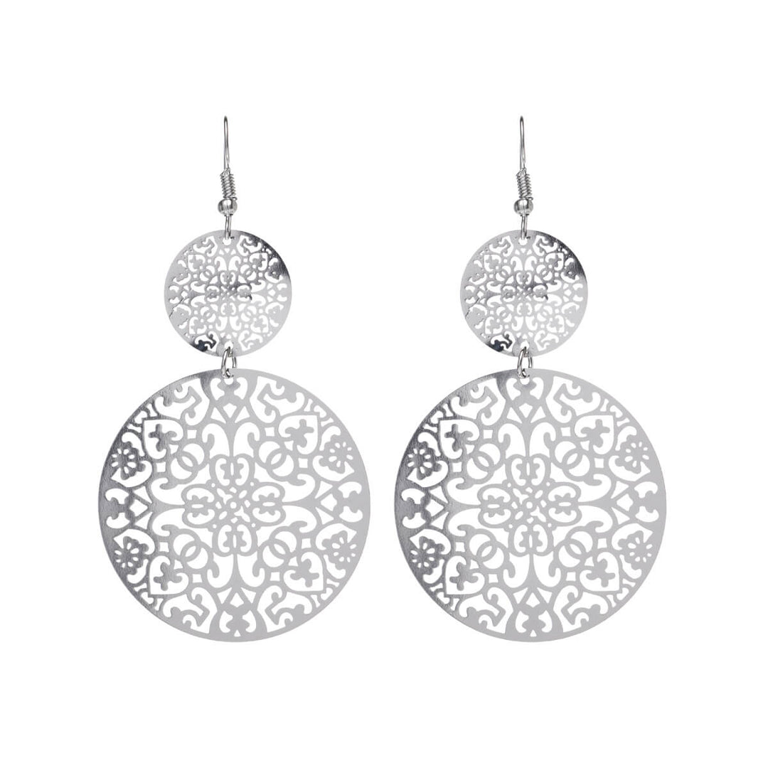 Patterned hanging earrings